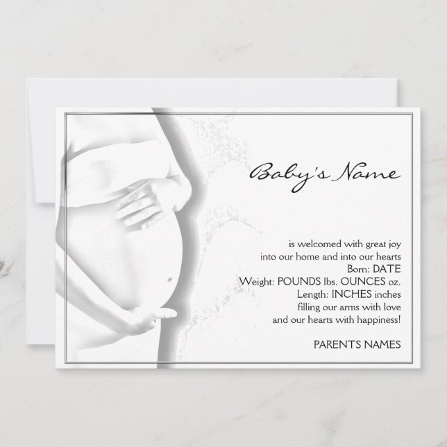 Faire-part de croquis pour bébé du ventre maternel (Devant)