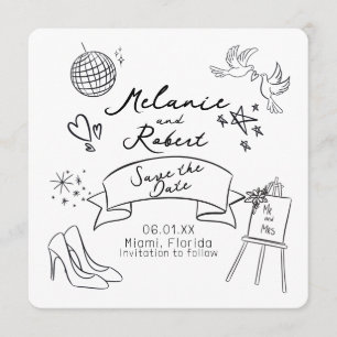 Faire-part de date à sauvegarder noir et blanc de