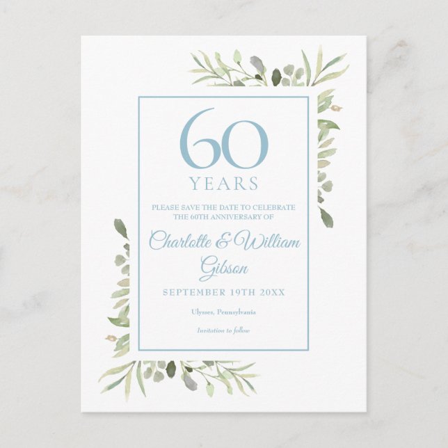 Faire-part de date anniversaire aquarelle florale  (Devant)