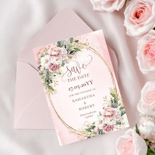 Faire-Part de Date Boho Rose Gold Intemporel