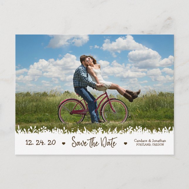 Faire-Part de Date de Bordure de Feuillage Rustiqu (Devant)