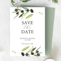 Faire-part de date de mariage à branche d'olivier