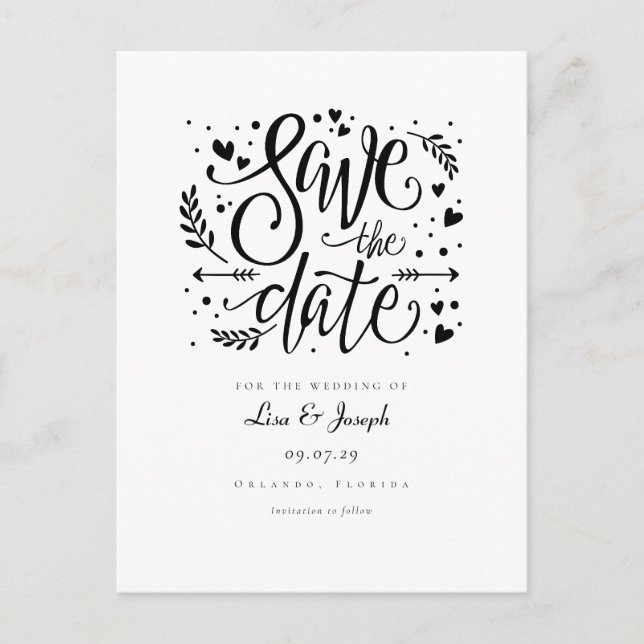 Faire-part de date de mariage à conserver Black an (Devant)