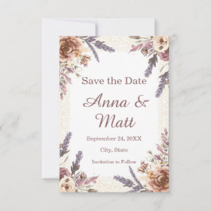 Faire-part de date de mariage à dentelle vintage e