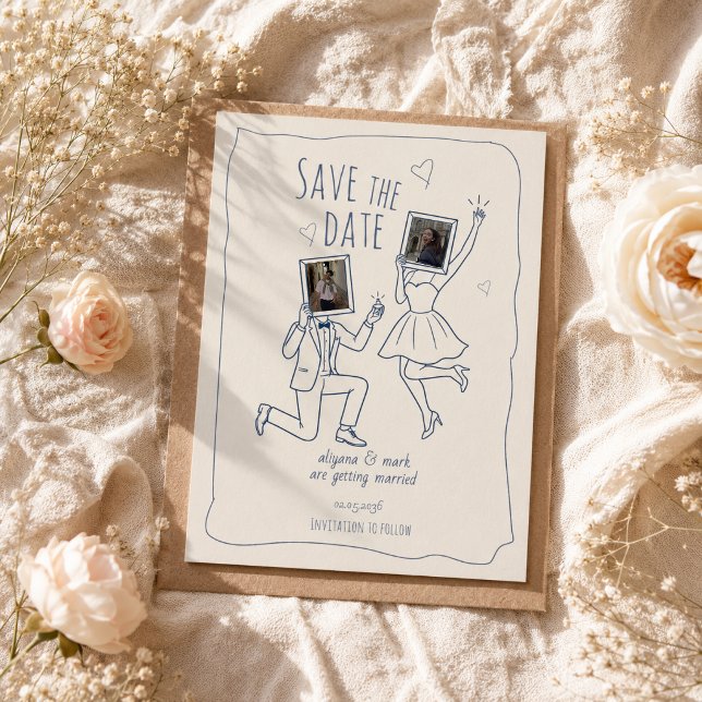 Faire-Part de Date de Mariage à Dessin Fantaisiste (Créateur téléchargé)