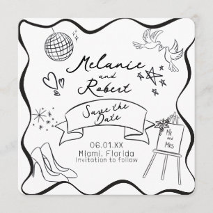 Faire-part de date de mariage à encadrer en noir e