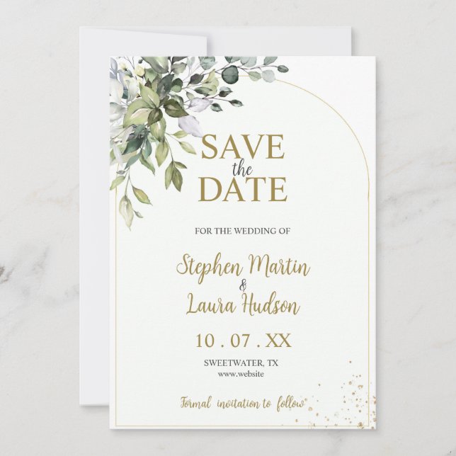 Faire-Part de Date de Mariage à l'Aquarelle de Ver (Devant)