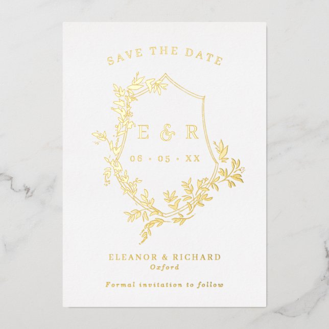 Faire-Part de Date de Mariage à Monogramme au Blas (Recto)