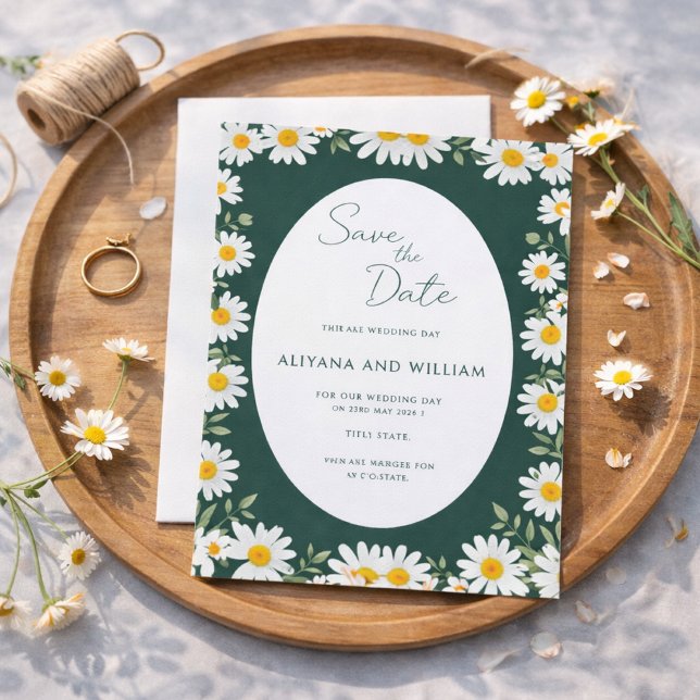 Faire-Part de Date de Mariage à Motif Floral Vert  (Créateur téléchargé)
