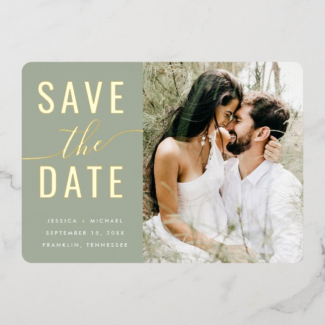 Faire-Part de Date de Mariage à Sauvegarder Écritu (Recto)