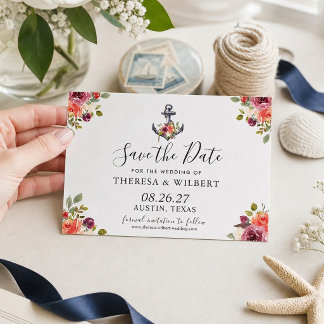 Faire-part de date de mariage avec ancre nautique 