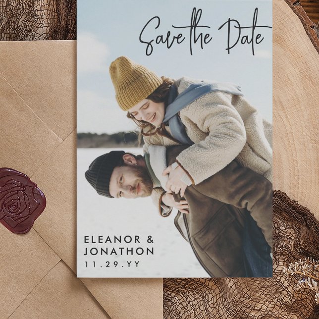 Faire-part de date de mariage avec écriture Black  (Créateur téléchargé)