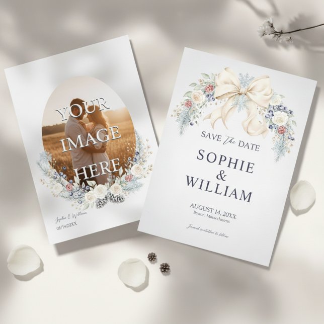 Faire-part de date de mariage avec photo florale d (save the date)