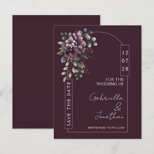Faire-part de date de mariage Bourgogne et Sauge