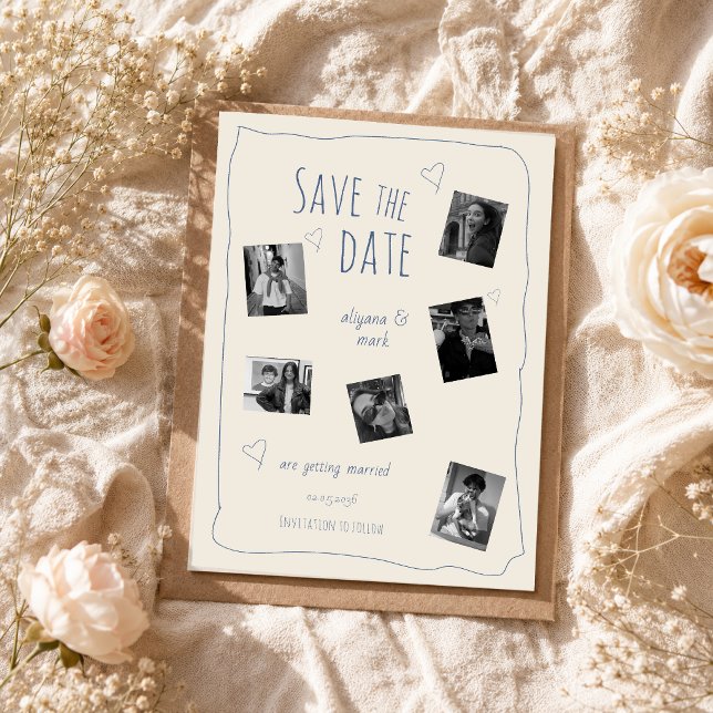Faire-Part de Date de Mariage Doodle Dessiné à la  (Créateur téléchargé)