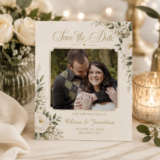 Faire-Part de Date de Mariage Élégant avec Photo F
