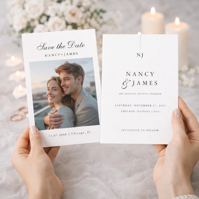 Faire-Part de Date de Mariage Élégant Moderne avec (Créateur téléchargé)