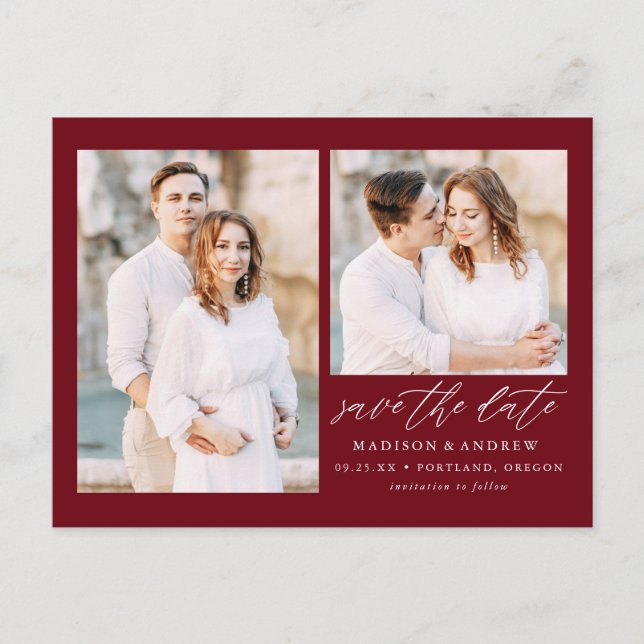 Faire-part de date de mariage Elegant Script Bourg (Devant)