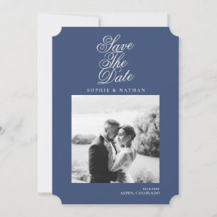 Faire-part de date de mariage en photo Navy poussi