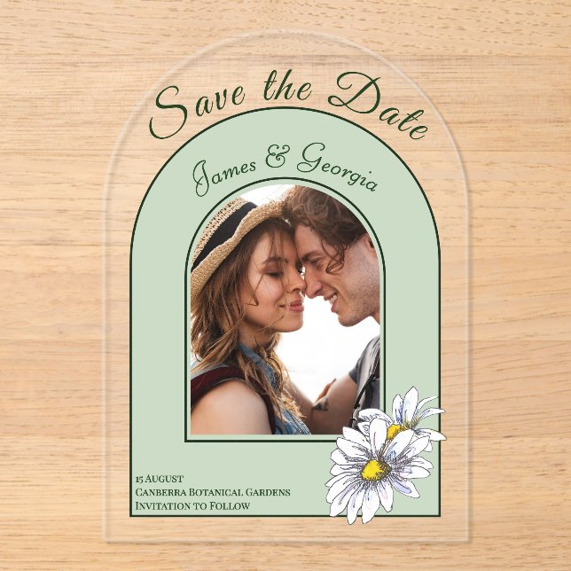 Faire-part de date de mariage photo avec arche de  (Recto)