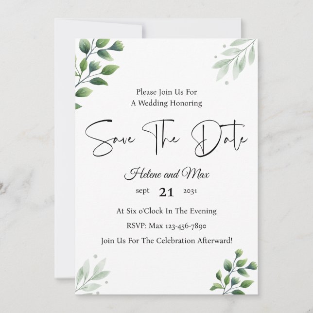 Faire-Part de Date de Mariage Romantique avec Phot (Devant)