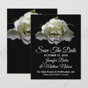 Faire-part de date de mariage Rose Blanche