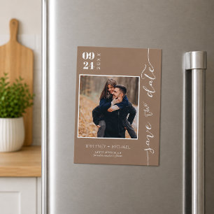 Faire part de date de photo beige neutre