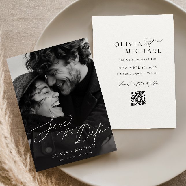 Faire-part de date de sauvegarde de photo de scrip (Créateur téléchargé)