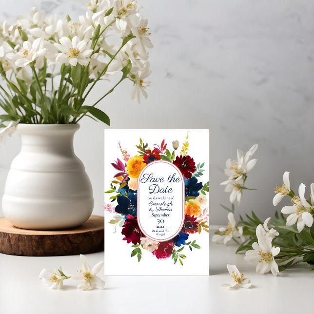 Faire-part de date de sauvegarde de photo florale  (Créateur téléchargé)