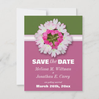 Faire-part de date de sauvegarde Fleur Cœur Rose V