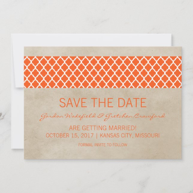 Faire-part de date de sauvegarde Quatrefoil Rustiq (Devant)