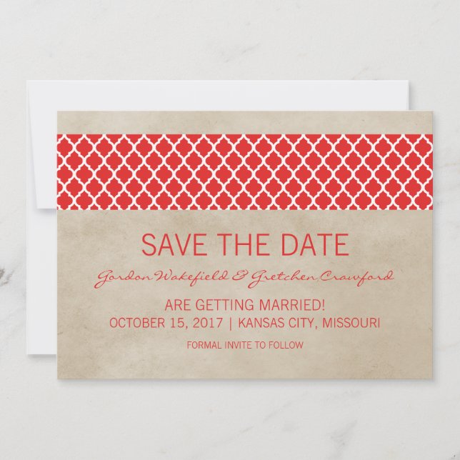 Faire-part de date de sauvegarde Quatrefoil Rustiq (Devant)