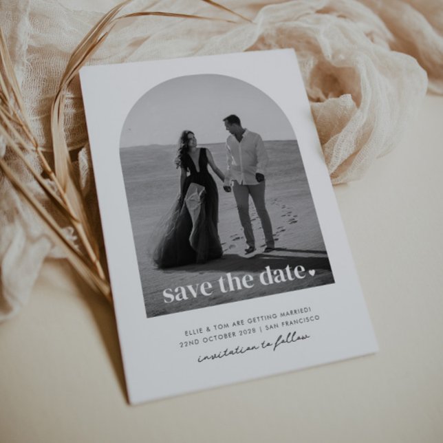 Faire-part de date en forme d'arc avec cœur (Zazzle Arched Save The Date Heart Invitation)