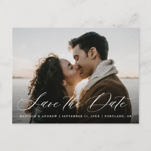 Faire-part de date romantique en calligraphie blan