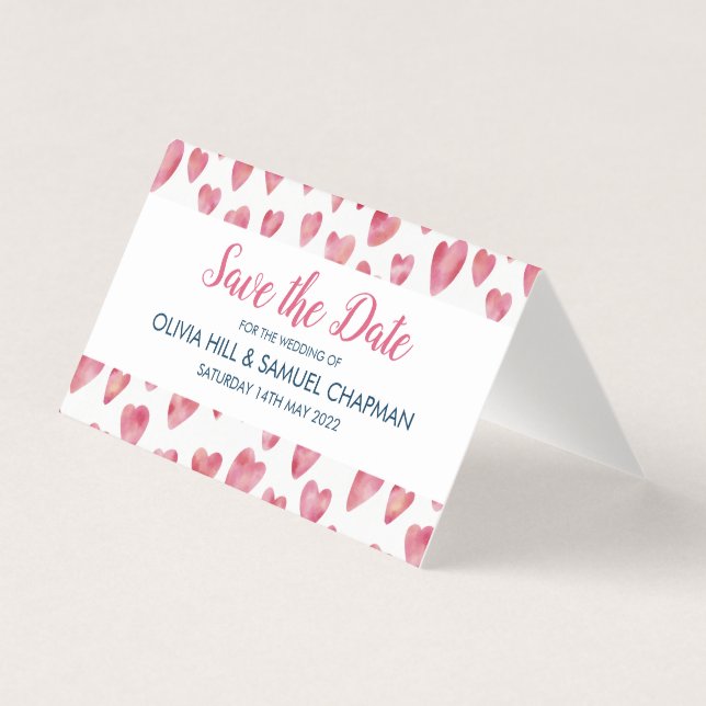 Faire-part de date rose cœur (Front)