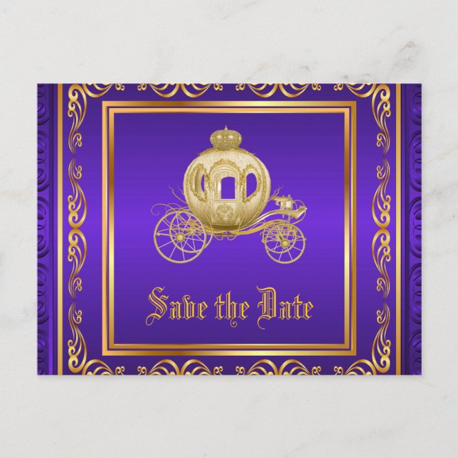 Faire-part de date royale en or et violet (Devant)