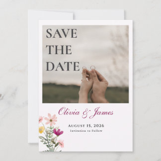 Faire-part de date sauvage fleur | Photo florale r