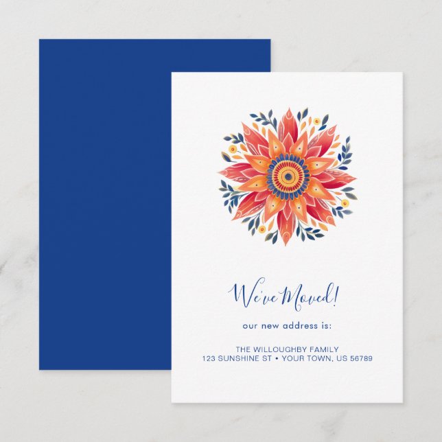 Faire-part de déménagement de Sunburst Floral (Devant / Derrière)