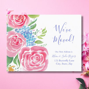 Faire-part de déménagement Roses éparses aquarelle