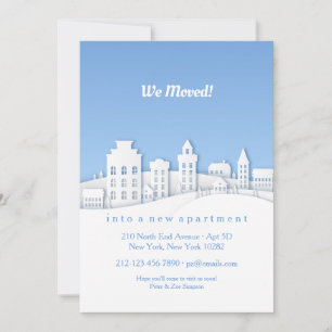 Faire-part de déplacement blanc en papier