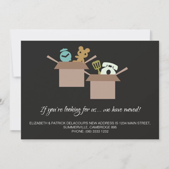 Faire-part de déplacement - Boîtes de carton (Devant)