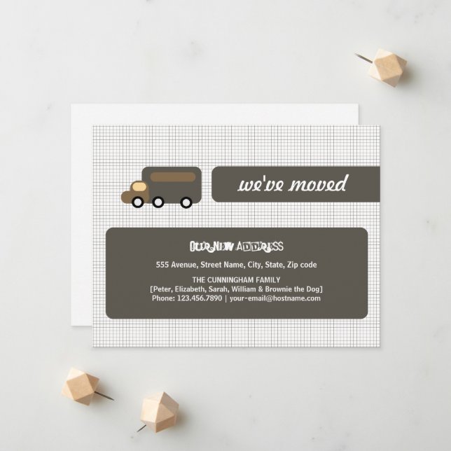Faire-part de déplacement Brown de camion (Devant/Arrière en situation)