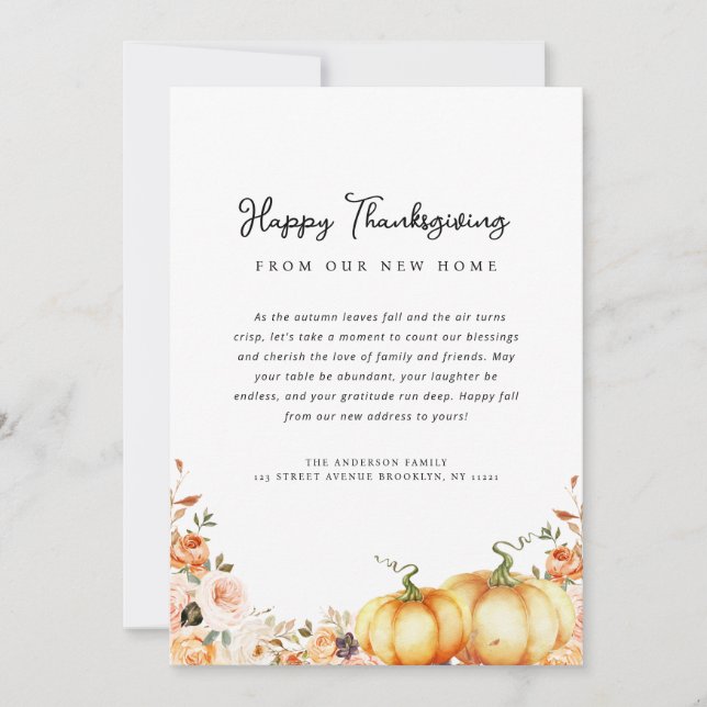 faire-part de déplacement de bon thanksgiving (Devant)