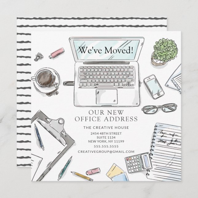 Faire-part de déplacement de bureau à main (Devant / Derrière)