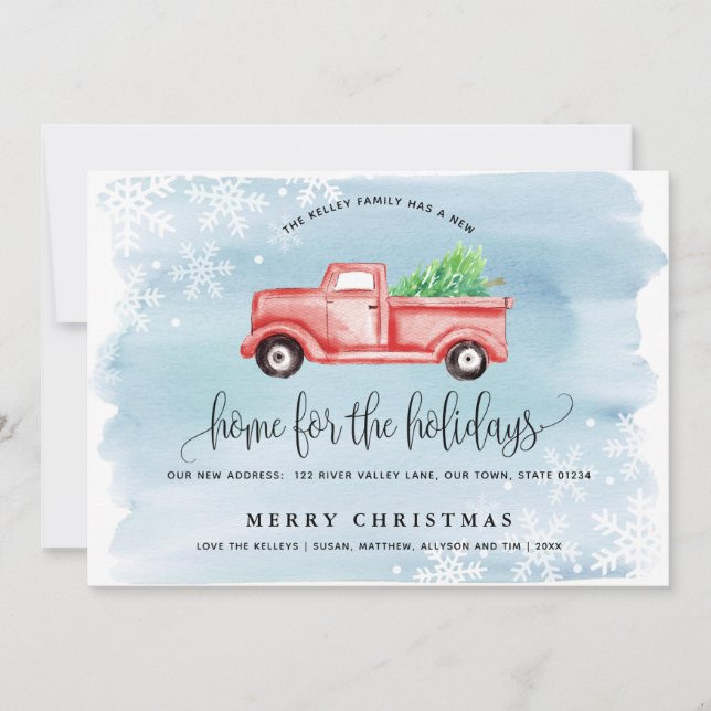 Faire-part de déplacement de camion agricole rouge (Devant)