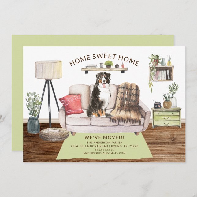 Faire-part de déplacement de chien de montagne ber (Devant / Derrière)