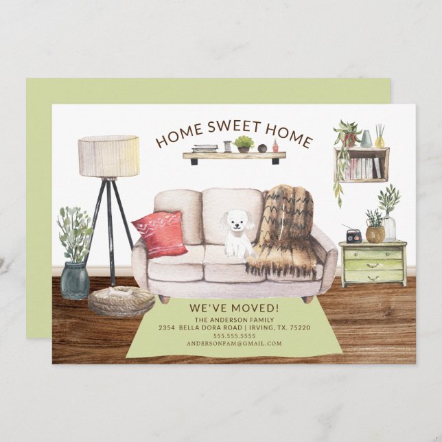 Faire-part de déplacement de chien maltais (Devant / Derrière)