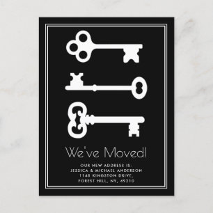 Faire-part de déplacement de clé minimale noire bl