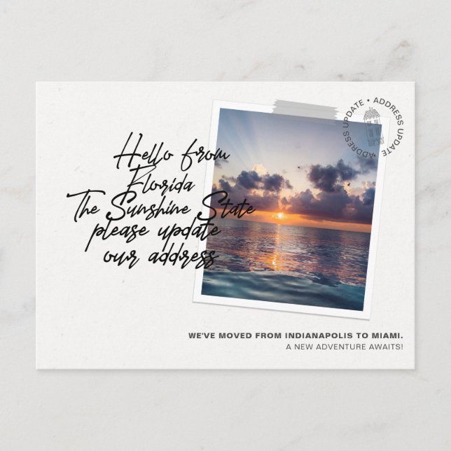 Faire-part de déplacement de destination de l'État (Devant)