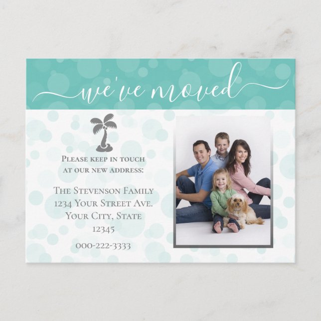 Faire-part de déplacement de la photo de plage Cha (Devant)